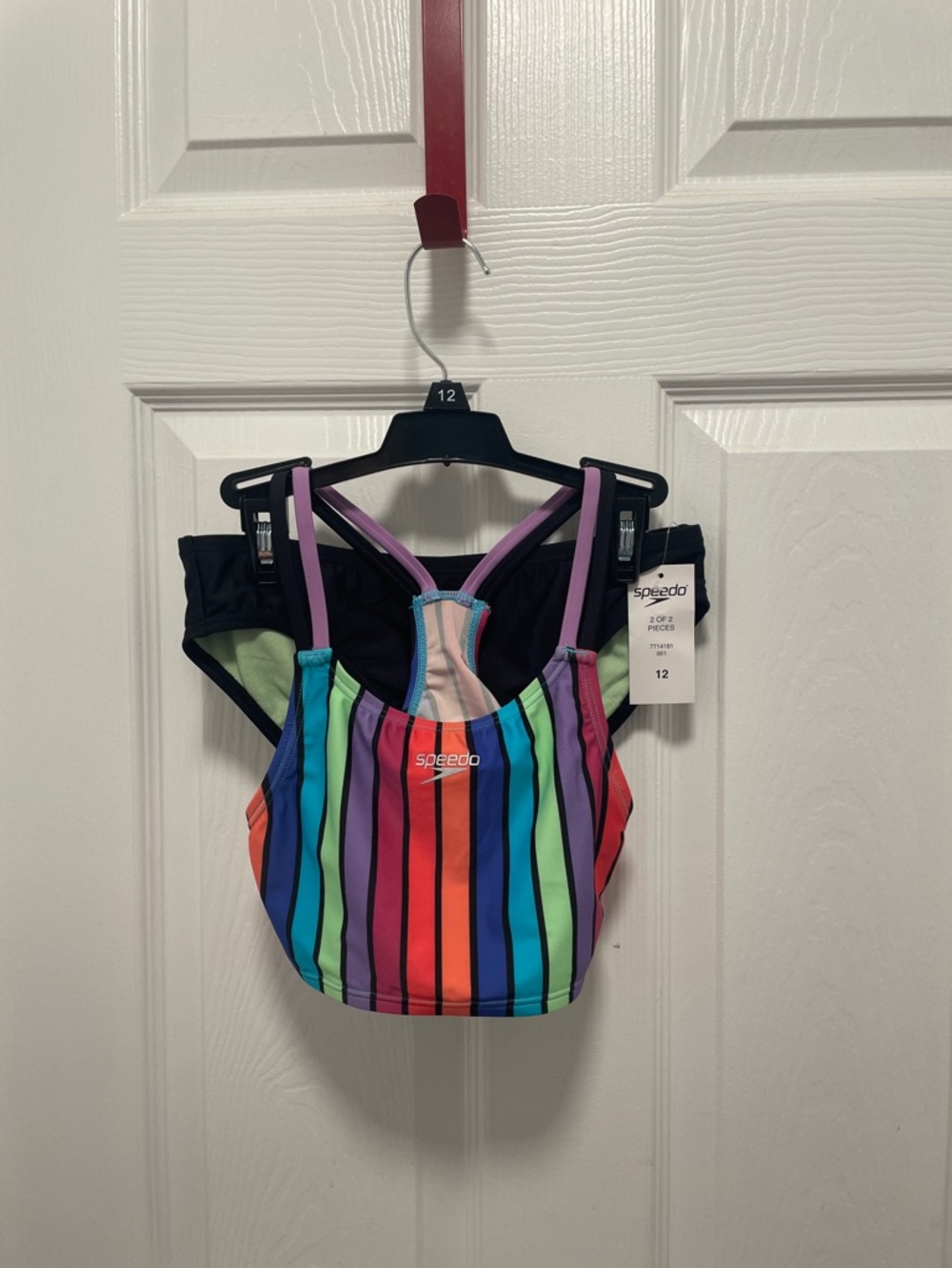 NWT-Girls Speedo Multicolor Vertical Stripe Two-Piece Swim Set